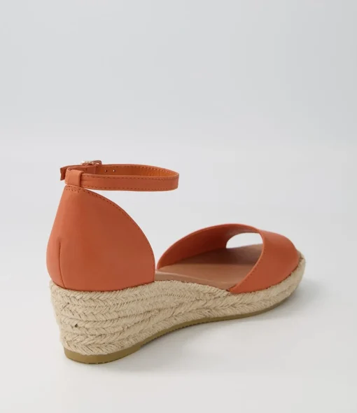 Clearance Skippy Bright Orange Rope Leather Espadrilles Women Espadrilles