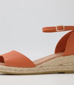 Clearance Skippy Bright Orange Rope Leather Espadrilles Women Espadrilles