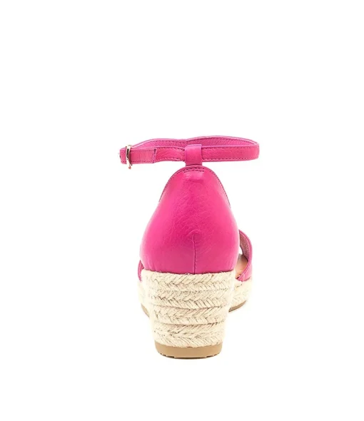 Best Sale Skippy Fuchsia Leather Women Espadrilles