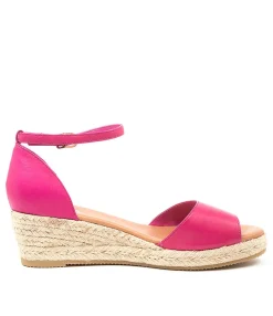 Best Sale Skippy Fuchsia Leather Women Espadrilles