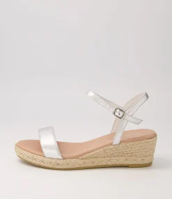 Online Sofi Silver Natural Rope Leather Sandals Women Wedges