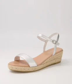 Online Sofi Silver Natural Rope Leather Sandals Women Wedges