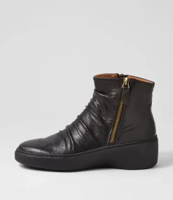 Outlet Soul Black Leather Ankle Boots Women Boots