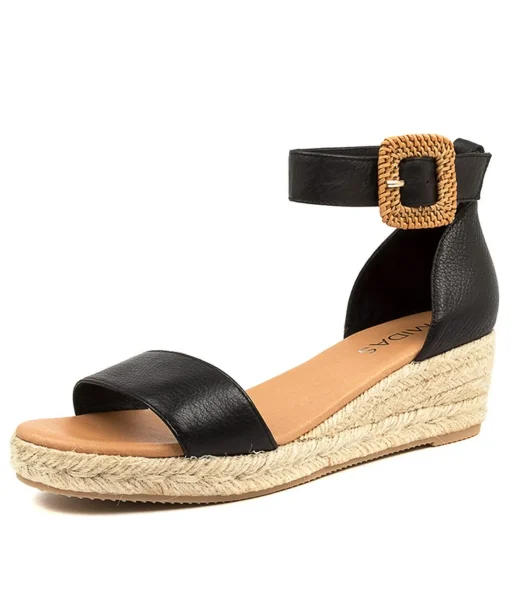 Flash Sale Sprung Black Leather Women Espadrilles
