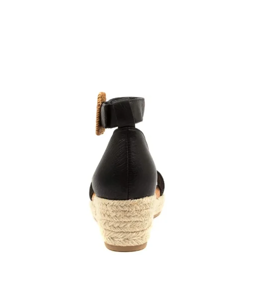 Flash Sale Sprung Black Leather Women Espadrilles