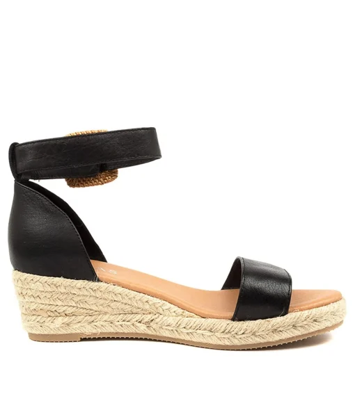 Flash Sale Sprung Black Leather Women Espadrilles