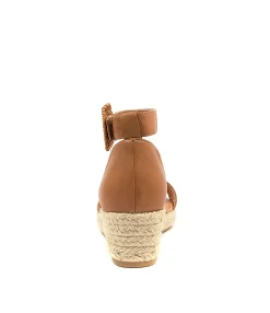 Clearance Sprung Dk Tan Leather Women Espadrilles