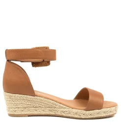 Clearance Sprung Dk Tan Leather Women Espadrilles