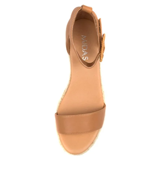 Clearance Sprung Dk Tan Leather Women Espadrilles