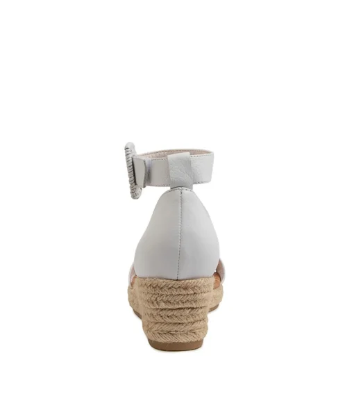 Cheap Sprung White Leather Women Espadrilles