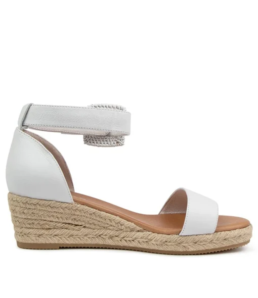 Cheap Sprung White Leather Women Espadrilles