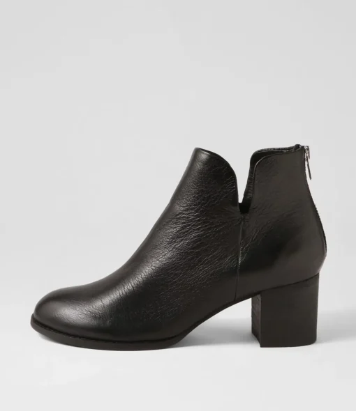 Best Sutton Black Leather Ankle Boots Women Ankle Boots