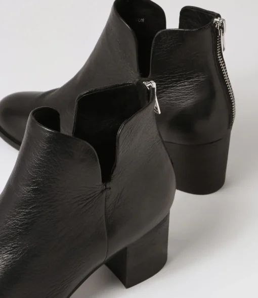 Best Sutton Black Leather Ankle Boots Women Ankle Boots