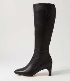 Cheap Swoon Black Leather Knee High Boots Women Boots
