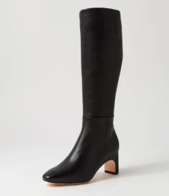 Cheap Swoon Black Leather Knee High Boots Women Boots