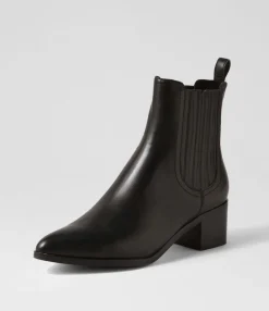Best Sale Syma Black Leather Chelsea Boots Women Ankle Boots