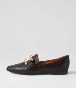 New Symona Black Leather Loafers Women Loafers