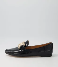 Cheap Symona Black Patent Leather Loafers Women Loafers