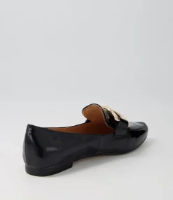Cheap Symona Black Patent Leather Loafers Women Loafers