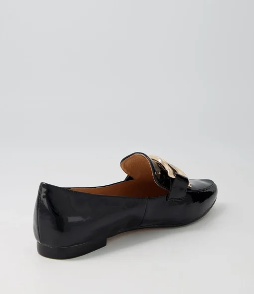 Cheap Symona Black Patent Leather Loafers Women Loafers