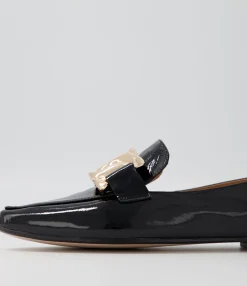 Cheap Symona Black Patent Leather Loafers Women Loafers