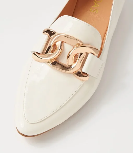 Store Symona Ivory Patent Leather Loafers Women Loafers
