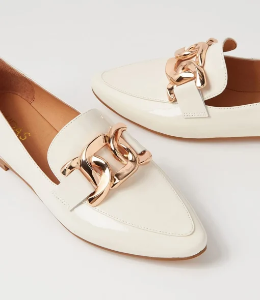 Store Symona Ivory Patent Leather Loafers Women Loafers