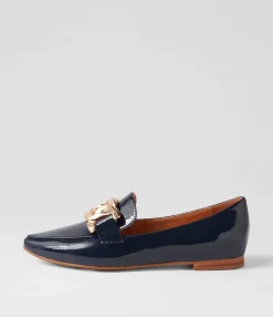Fashion Symona Navy Patent Leather Loafers Women Loafers