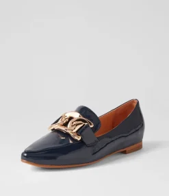 Fashion Symona Navy Patent Leather Loafers Women Loafers