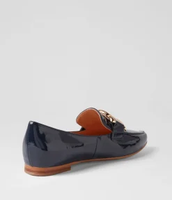 Fashion Symona Navy Patent Leather Loafers Women Loafers