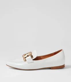 Store Symona White Patent Leather Loafers Women Loafers