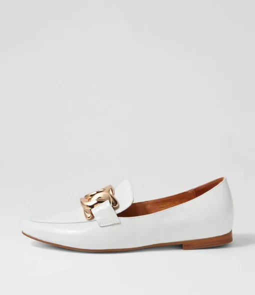 Store Symona White Patent Leather Loafers Women Loafers