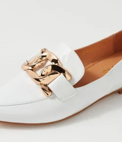 Store Symona White Patent Leather Loafers Women Loafers