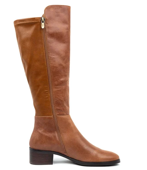 Outlet Tataley Cognac Leather Women Boots