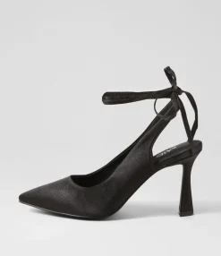 Fashion Tatia Black Satin Pump Heels Women Heels