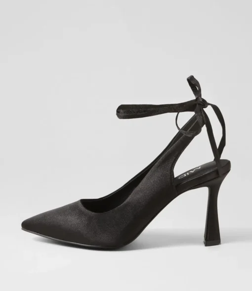 Fashion Tatia Black Satin Pump Heels Women Heels