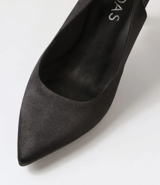 Fashion Tatia Black Satin Pump Heels Women Heels