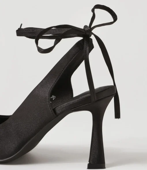 Fashion Tatia Black Satin Pump Heels Women Heels