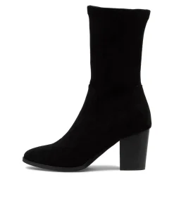 Best Sale Tayden Black Microsuede Calf Boots Women Ankle Boots