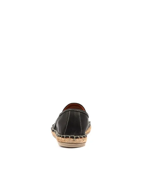 Store Tellar Black Leather Women Espadrilles