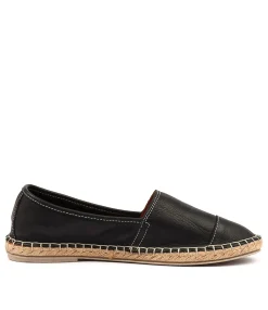 Store Tellar Black Leather Women Espadrilles