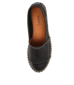 Store Tellar Black Leather Women Espadrilles