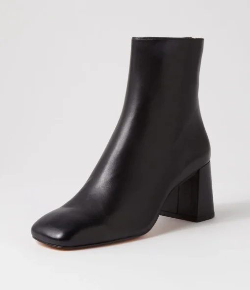 Outlet Telms Black Leather Ankle Boots Women Ankle Boots