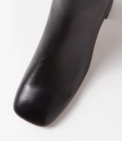 Outlet Telms Black Leather Ankle Boots Women Ankle Boots