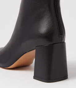 Outlet Telms Black Leather Ankle Boots Women Ankle Boots