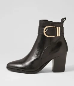 Outlet Tenae Black Leather Ankle Boots Women Ankle Boots