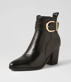 Outlet Tenae Black Leather Ankle Boots Women Ankle Boots