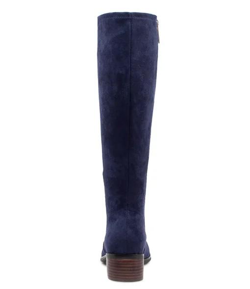 Discount Tenley Navy Stretch Microsuede Knee High Boots Women Boots
