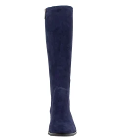Discount Tenley Navy Stretch Microsuede Knee High Boots Women Boots