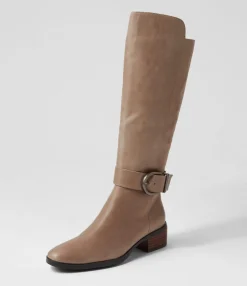 Clearance Tish Smoke Leather Knee High Boots Women Boots